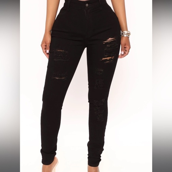 NWT Fashion Nova Lola Destructured Jeans black size 14 - Picture 9 of 10